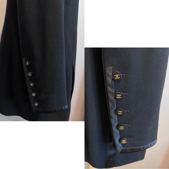 ✨Vintage CHANEL 1994 Collection CC Logo Black Wool Suit Jacket Blazer Coat - Picture 4 of 16